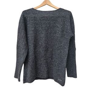 Woolrich Black Gray Wool Sweater Women's Small Marled Knit Pullover Boat Neck